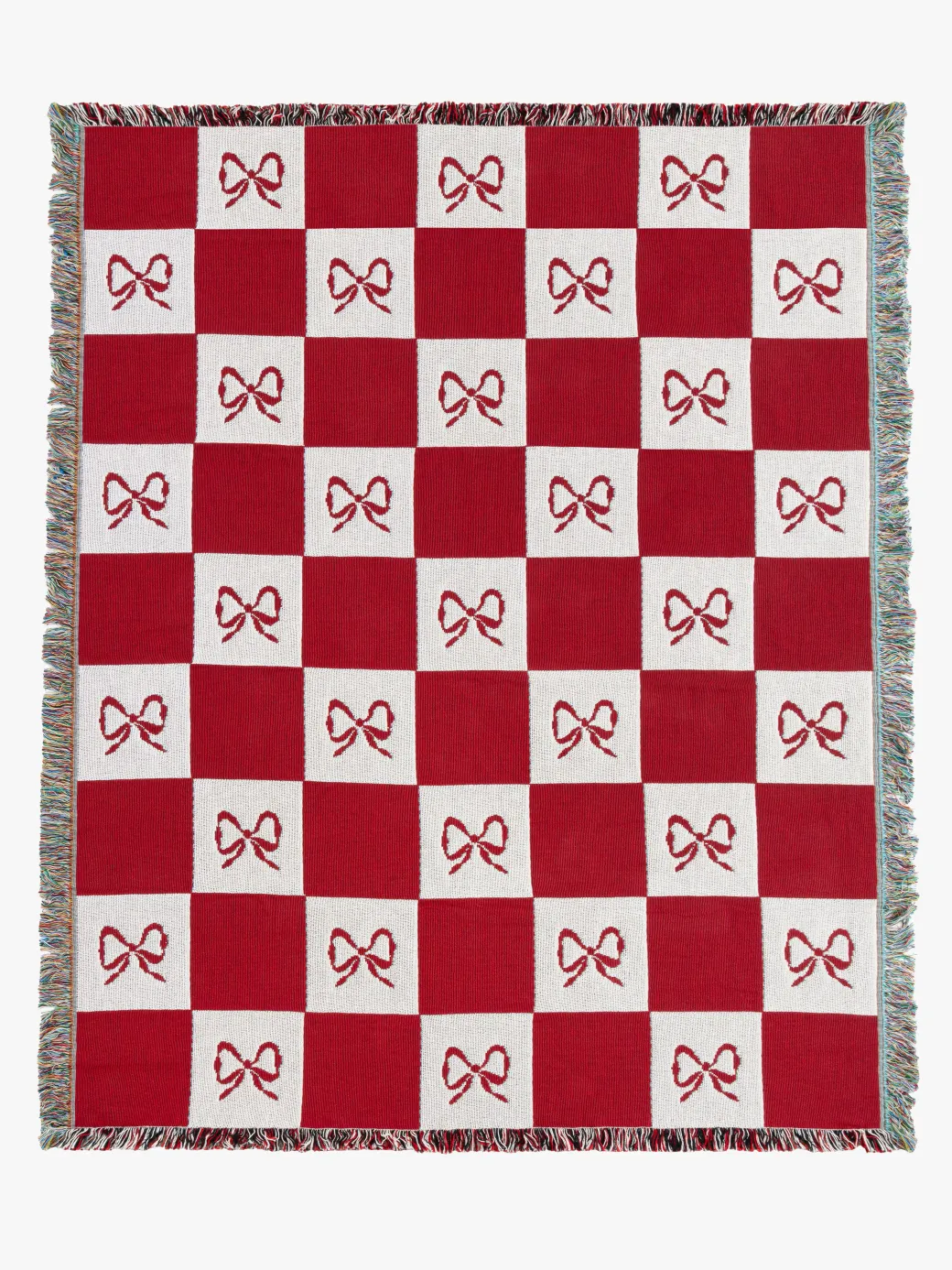 Archie Throw Blanket - Merlot Bow Check