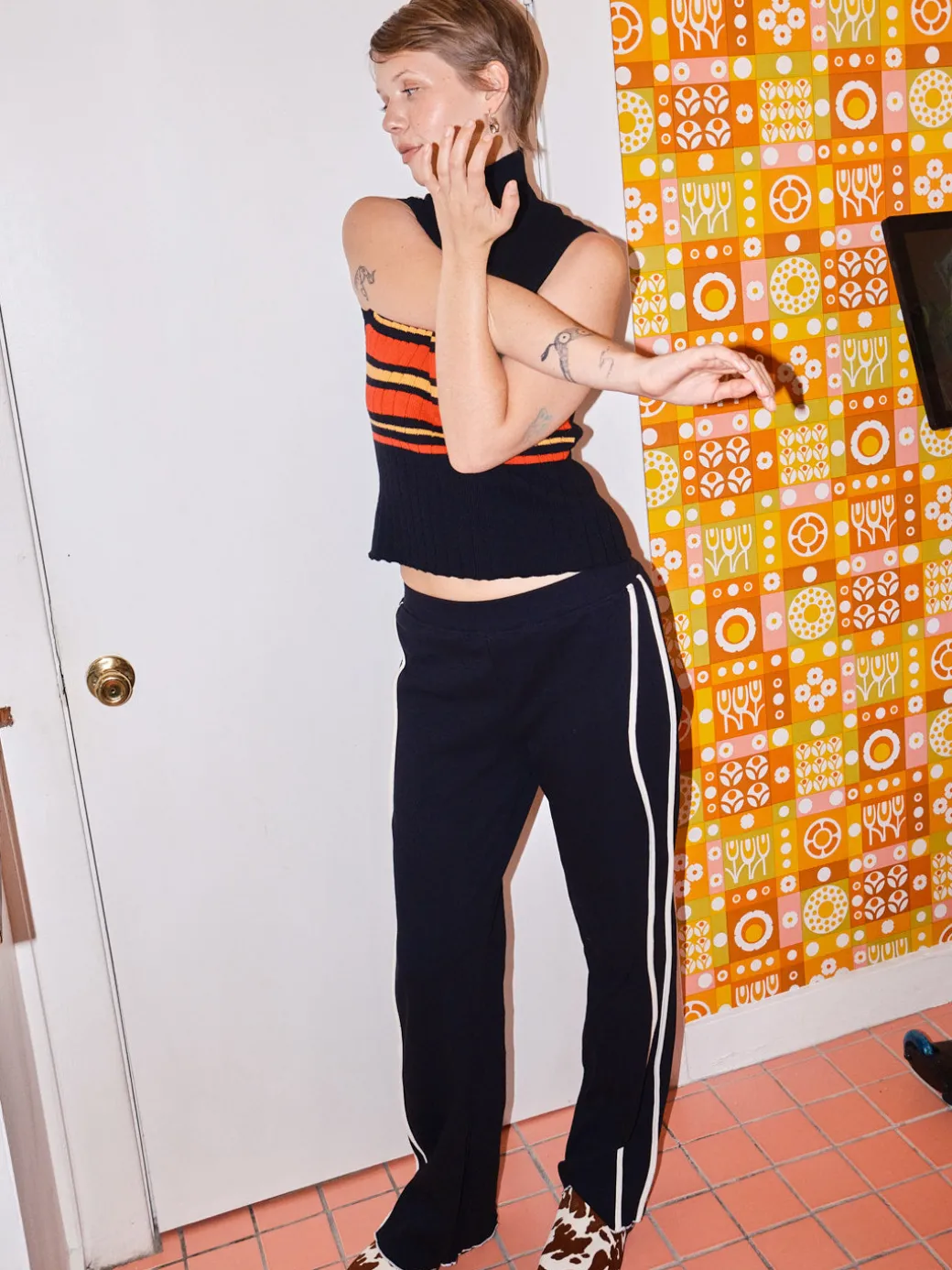 Ciara Side Stripe Pant - Black