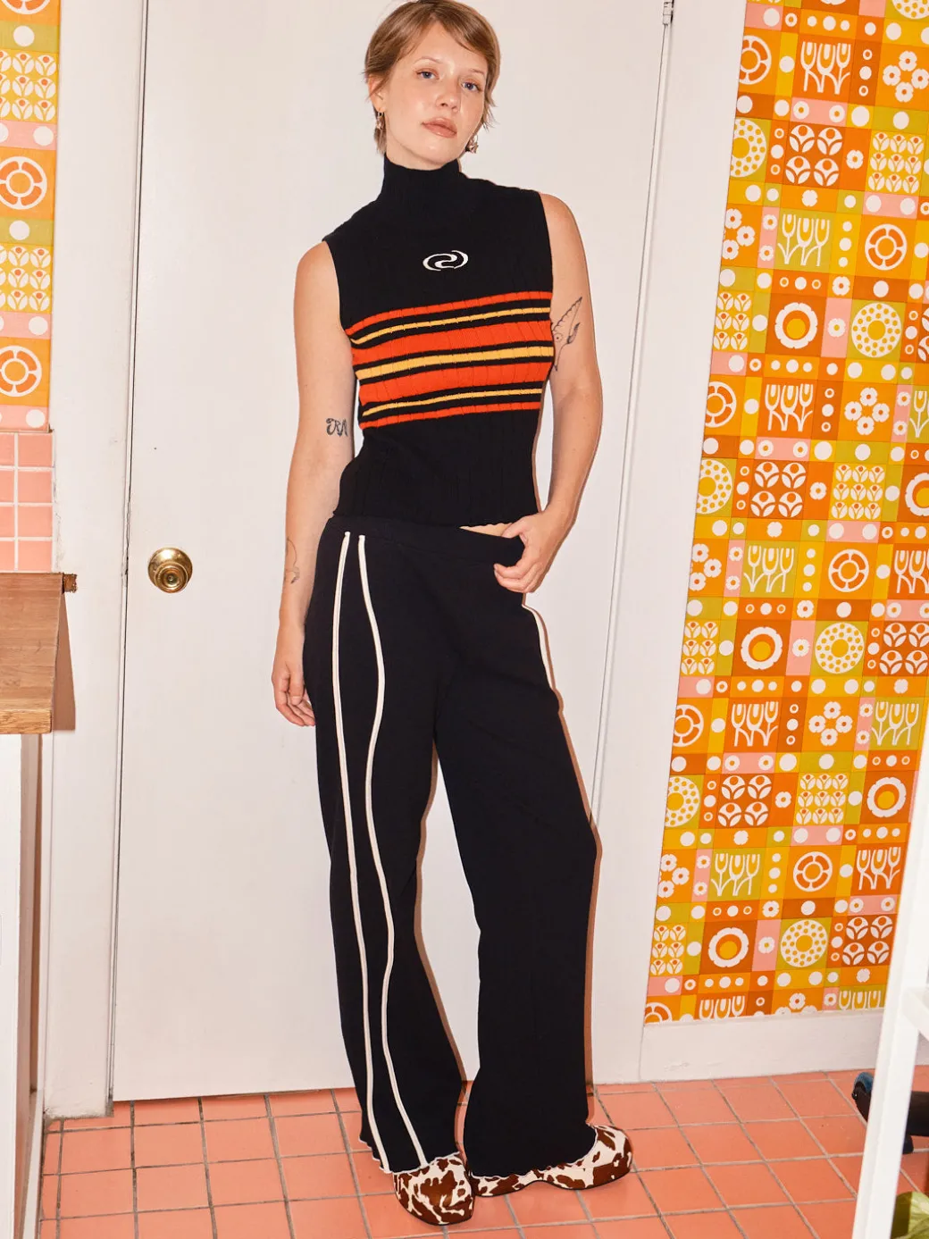 Ciara Side Stripe Pant - Black