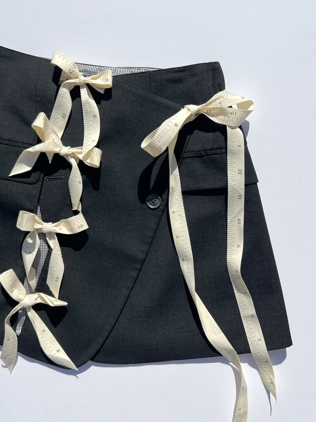 Cut-Out Blazer Skirt - Black/ Measuring Tape