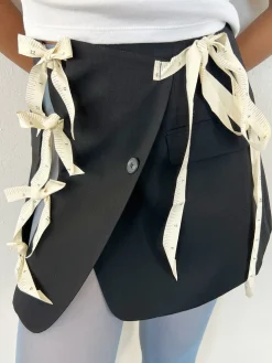 Cut-Out Blazer Skirt - Black/ Measuring Tape
