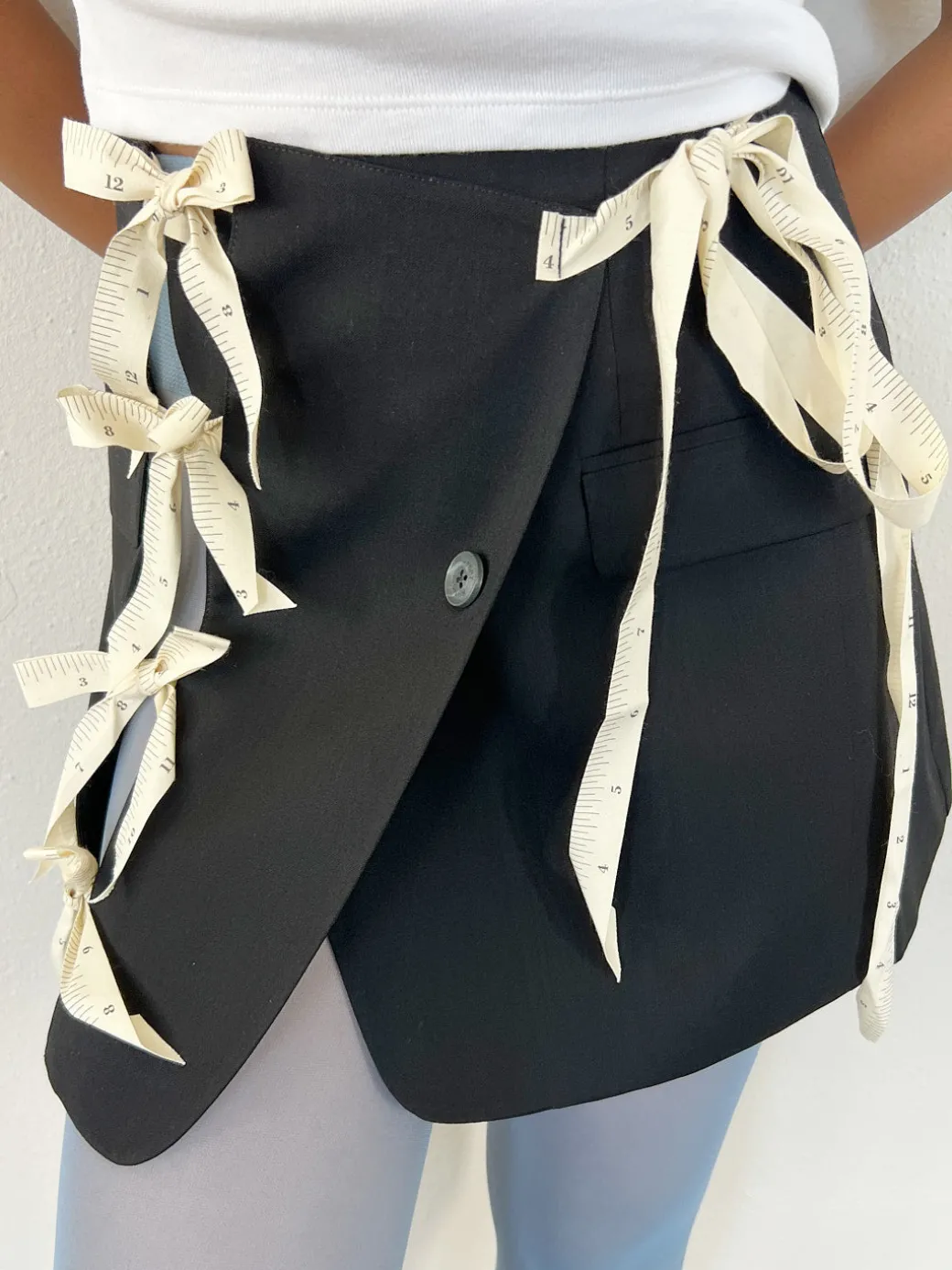 Cut-Out Blazer Skirt - Black/ Measuring Tape