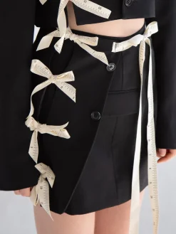 Cut-Out Blazer Skirt - Black/ Measuring Tape