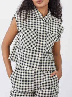 Estelle Button Down - Black Gingham