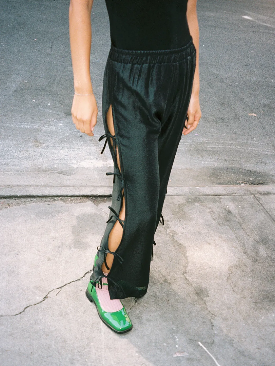 Evelyn Tie Pant - Black Organza