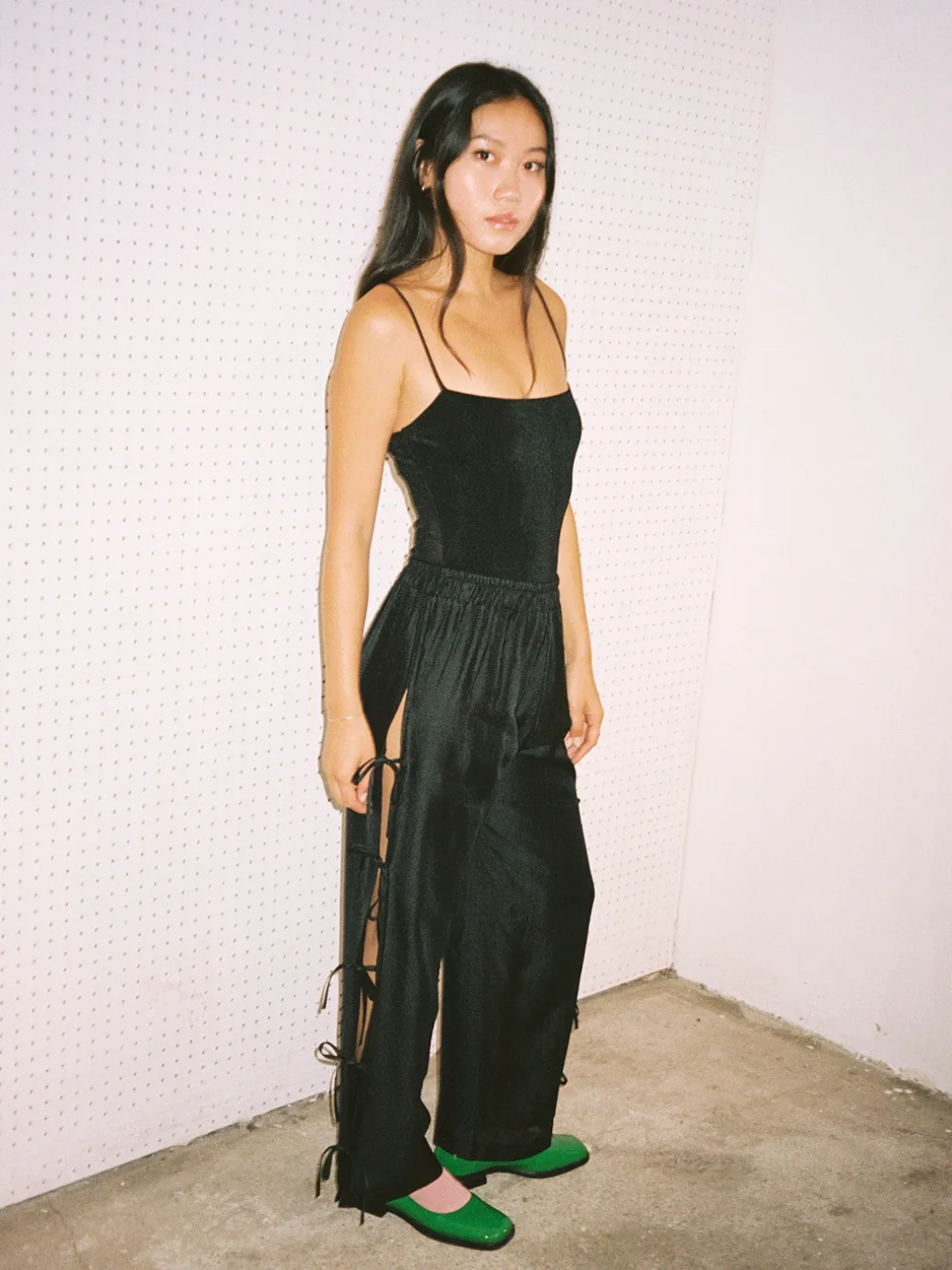 Evelyn Tie Pant - Black Organza