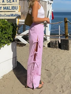 Evelyn Tie Pant - Pink Stripe