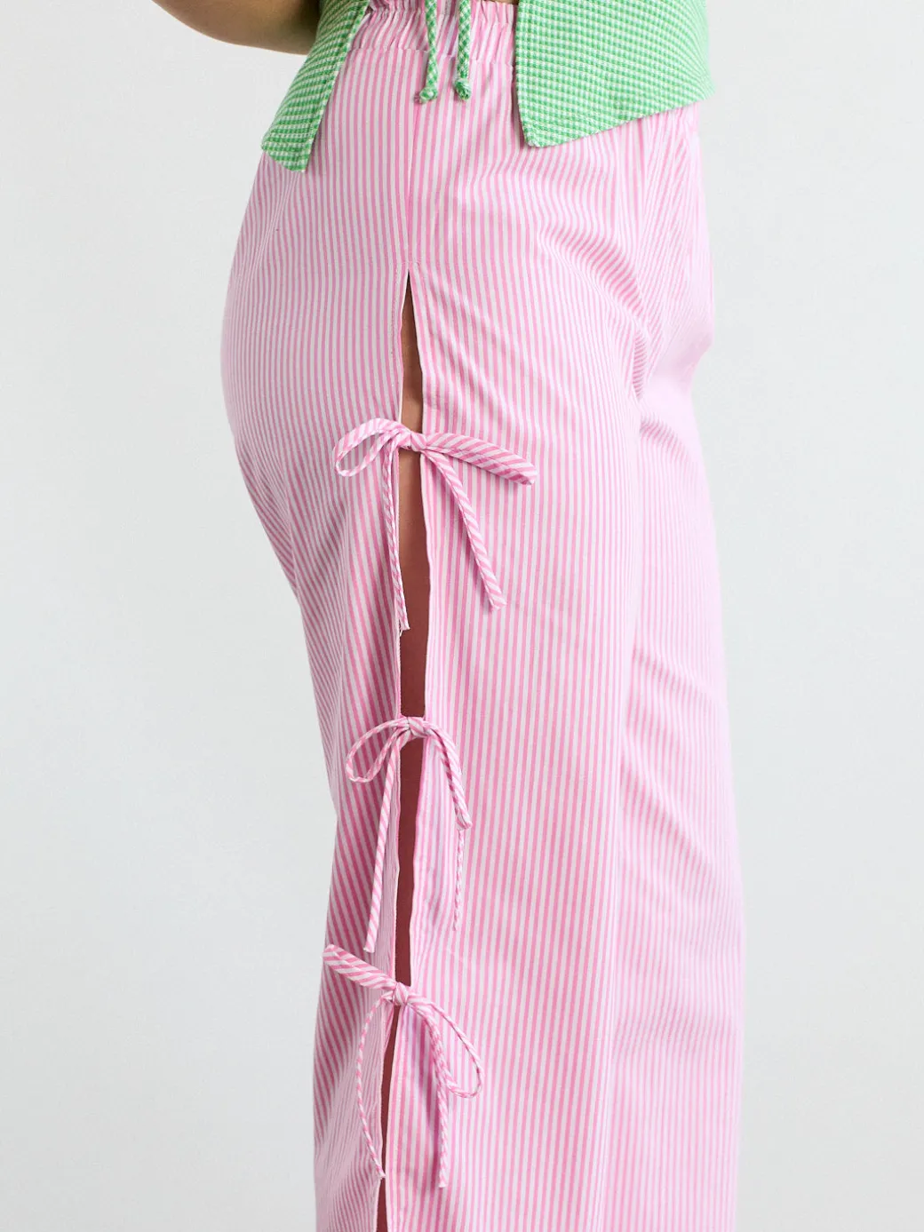 Evelyn Tie Pant - Pink Stripe