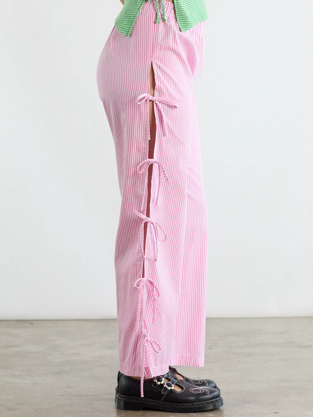 Evelyn Tie Pant - Pink Stripe