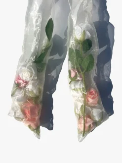 Flower Filled Bow Clip - White