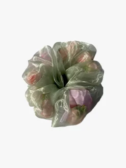 Flower Filled Giant Scrunchie - Hot Pink/Sage