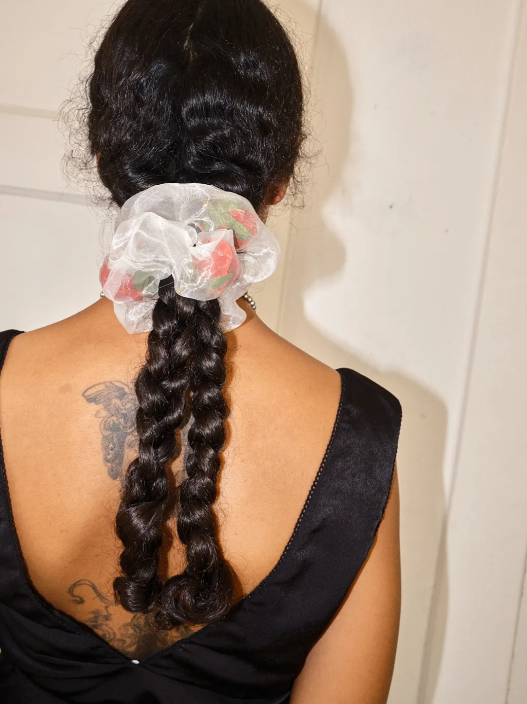 Flower Filled Mini Scrunchie - Red/White