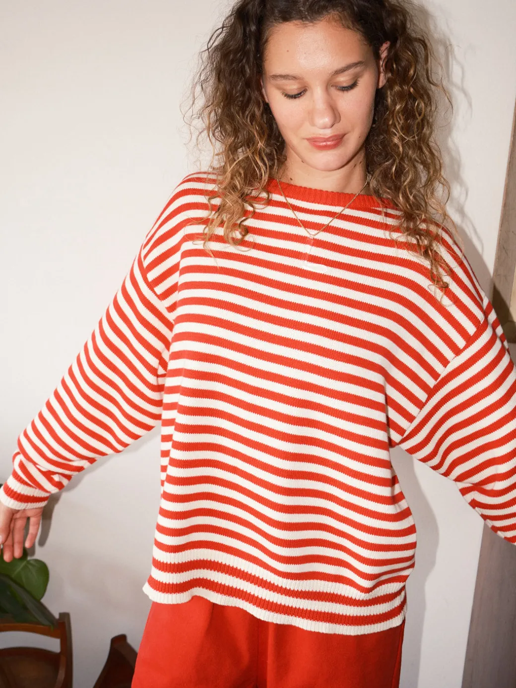 "I Can't Believe it's Not Vintage" Crewneck - Red Stripe
