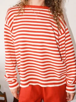 "I Can't Believe it's Not Vintage" Crewneck - Red Stripe