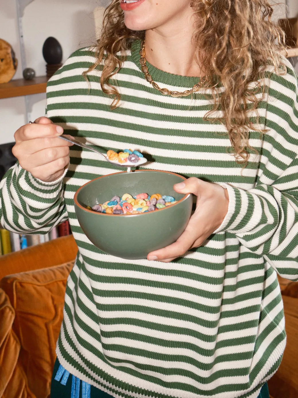 "I Can't Believe it's Not Vintage" Crewneck - Green Stripe