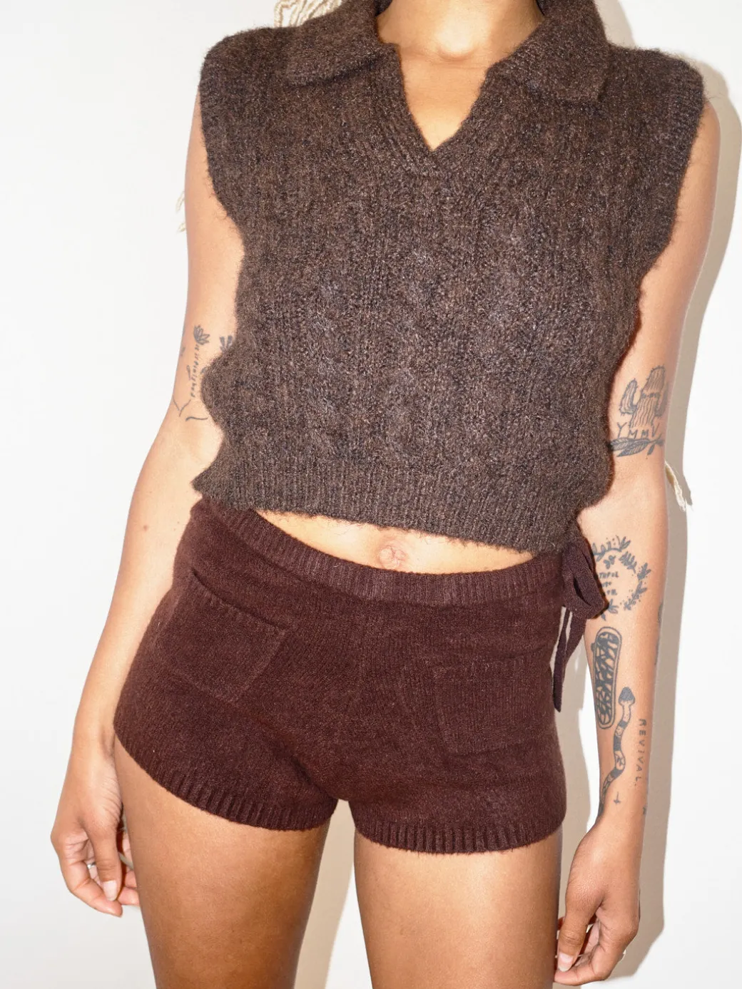 Knit Shorts - Brown