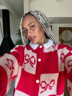 Lauda Cardi - Cherry Bow Check