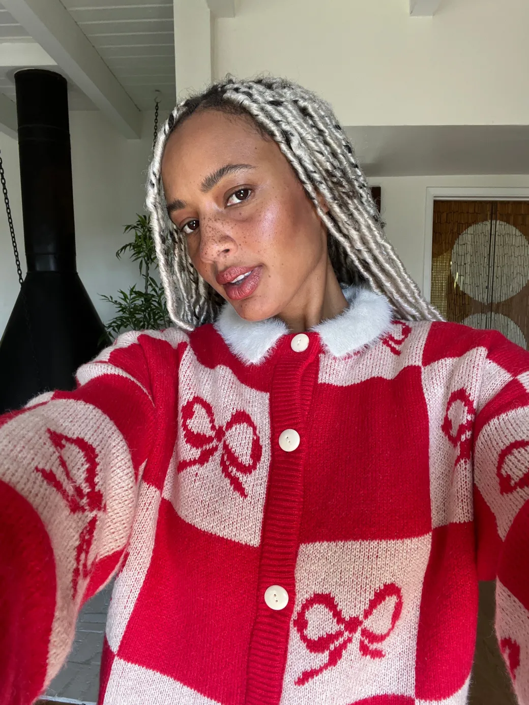 Lauda Cardi - Cherry Bow Check