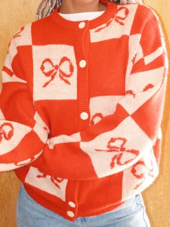 Lauda Cardi - Cherry Bow Check