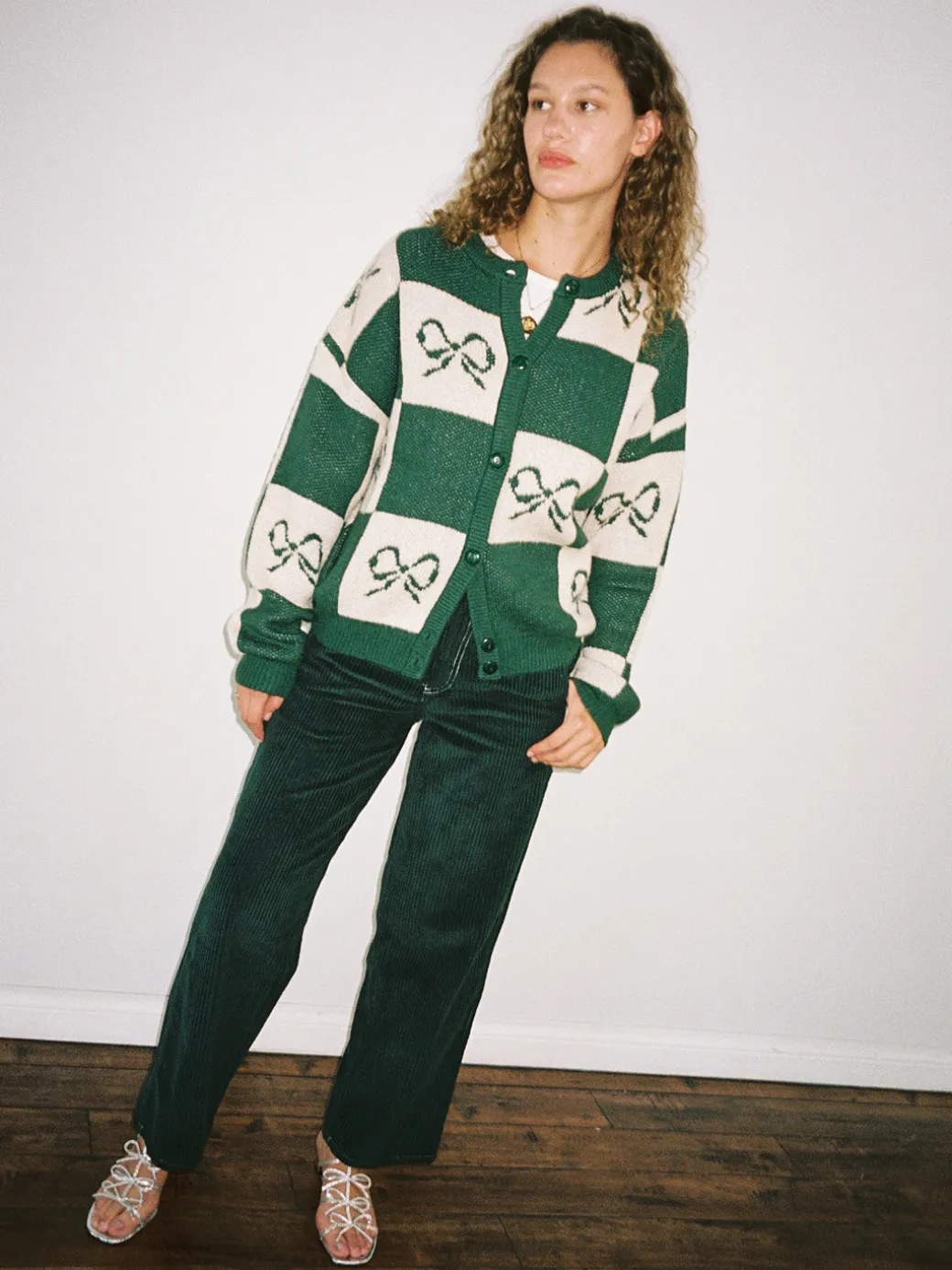 Lauda Cardi - Emerald Bow Check
