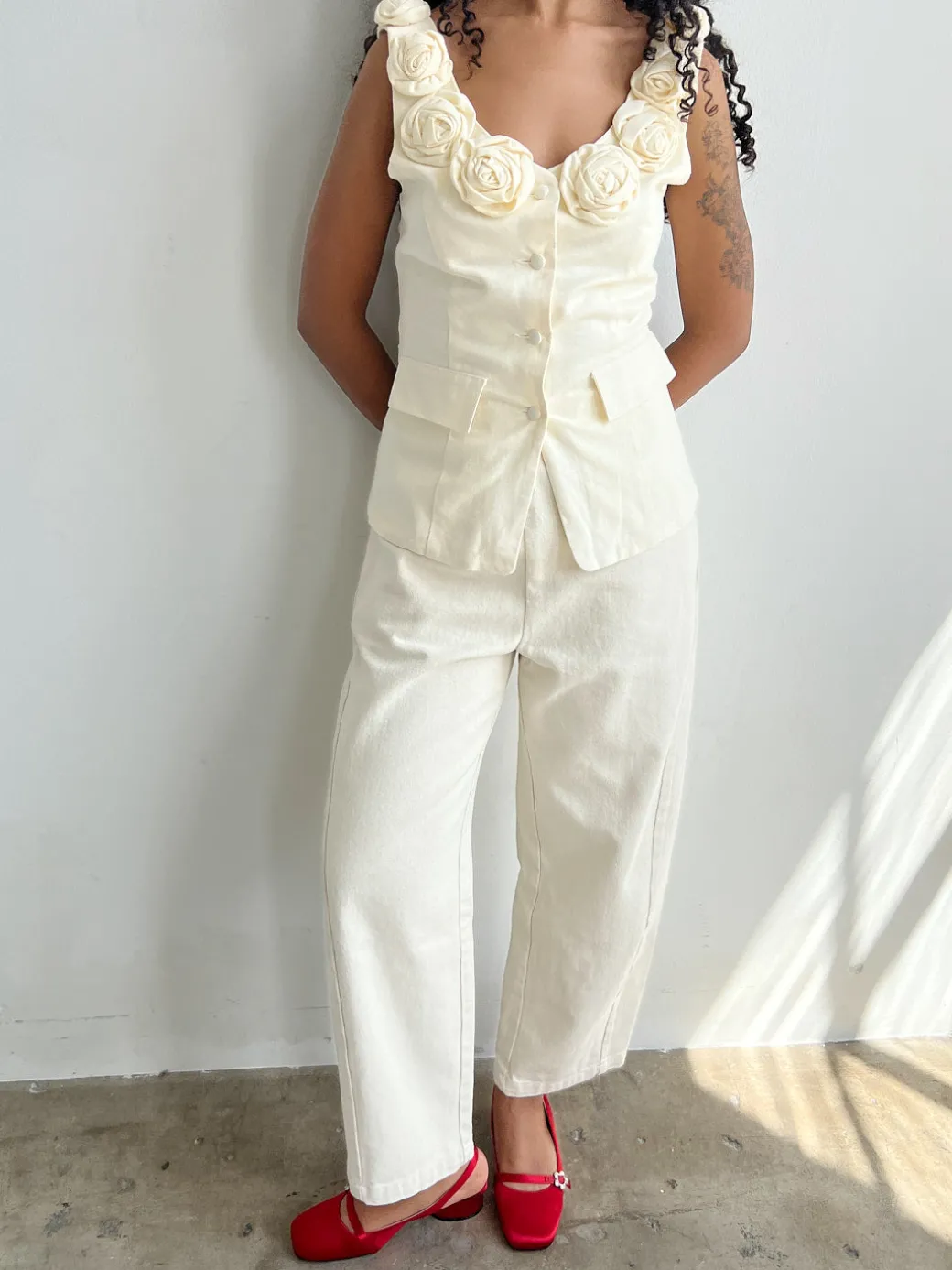 Loire Linen Top - Ivory