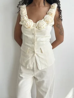 Loire Linen Top - Ivory