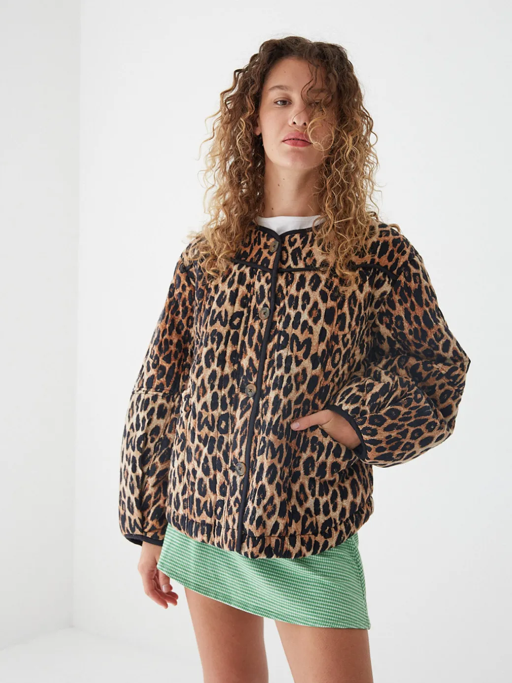 Macey Quilted Jacket - Leopard