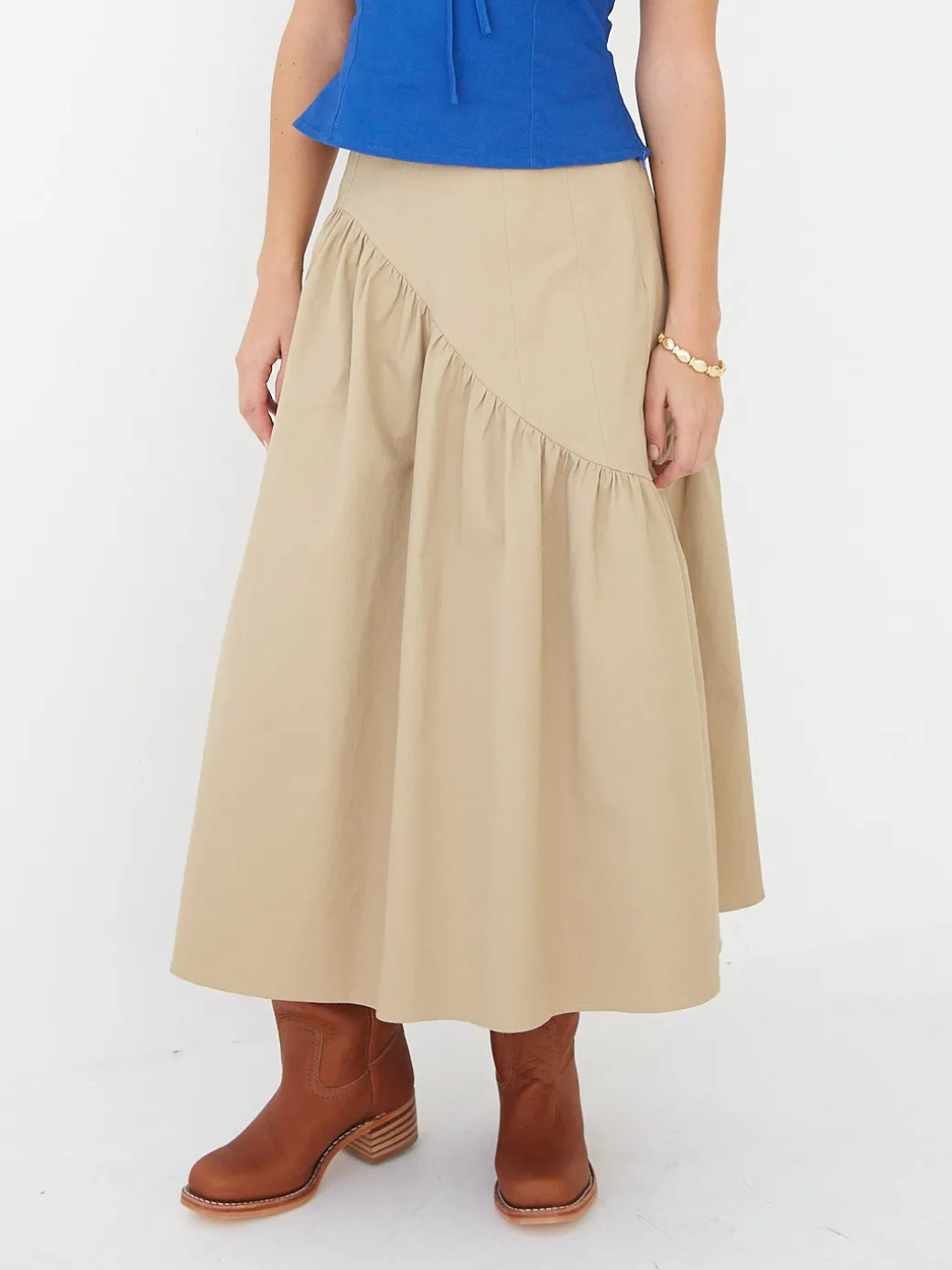 Maeve Midi Skirt - Toast Twill
