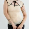 Mariposa Lace Bow Tee - Piped Cloud