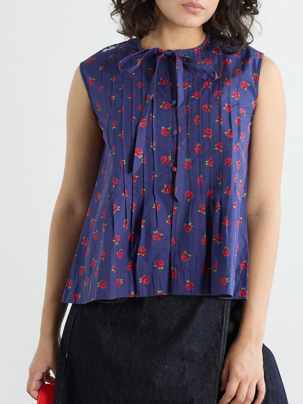 Nora Pin Tuck Blouse - Rose Print