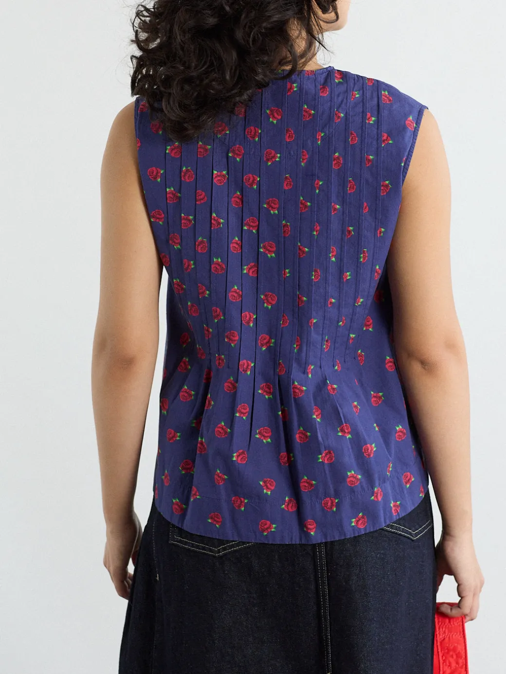 Nora Pin Tuck Blouse - Rose Print