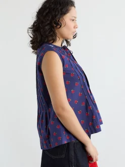 Nora Pin Tuck Blouse - Rose Print