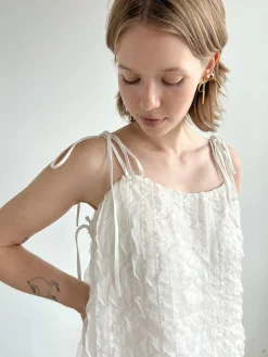 Tara Tie Mini Dress - Vanilla Ruffle