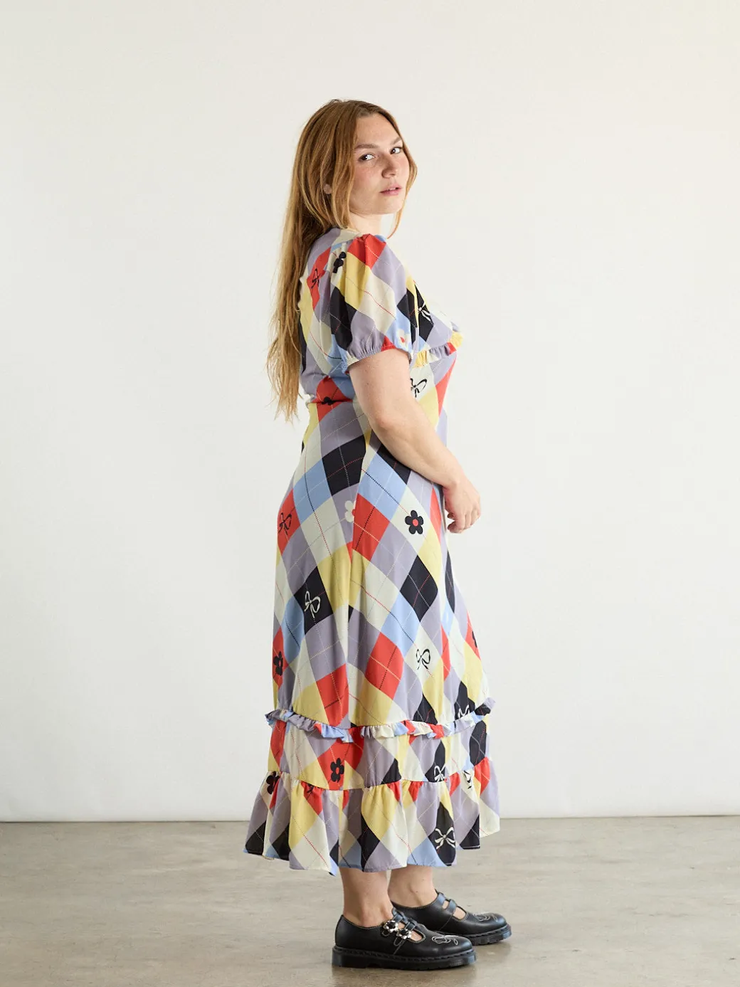 Teagan Ruffle Dress - Cirque Argyle