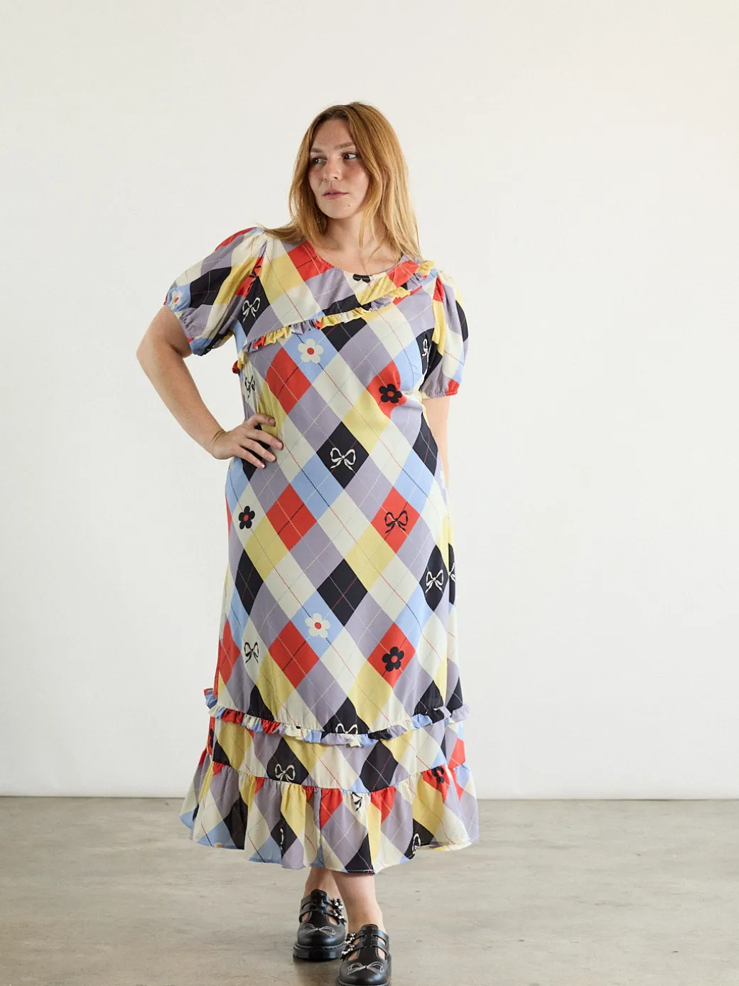 Teagan Ruffle Dress - Cirque Argyle