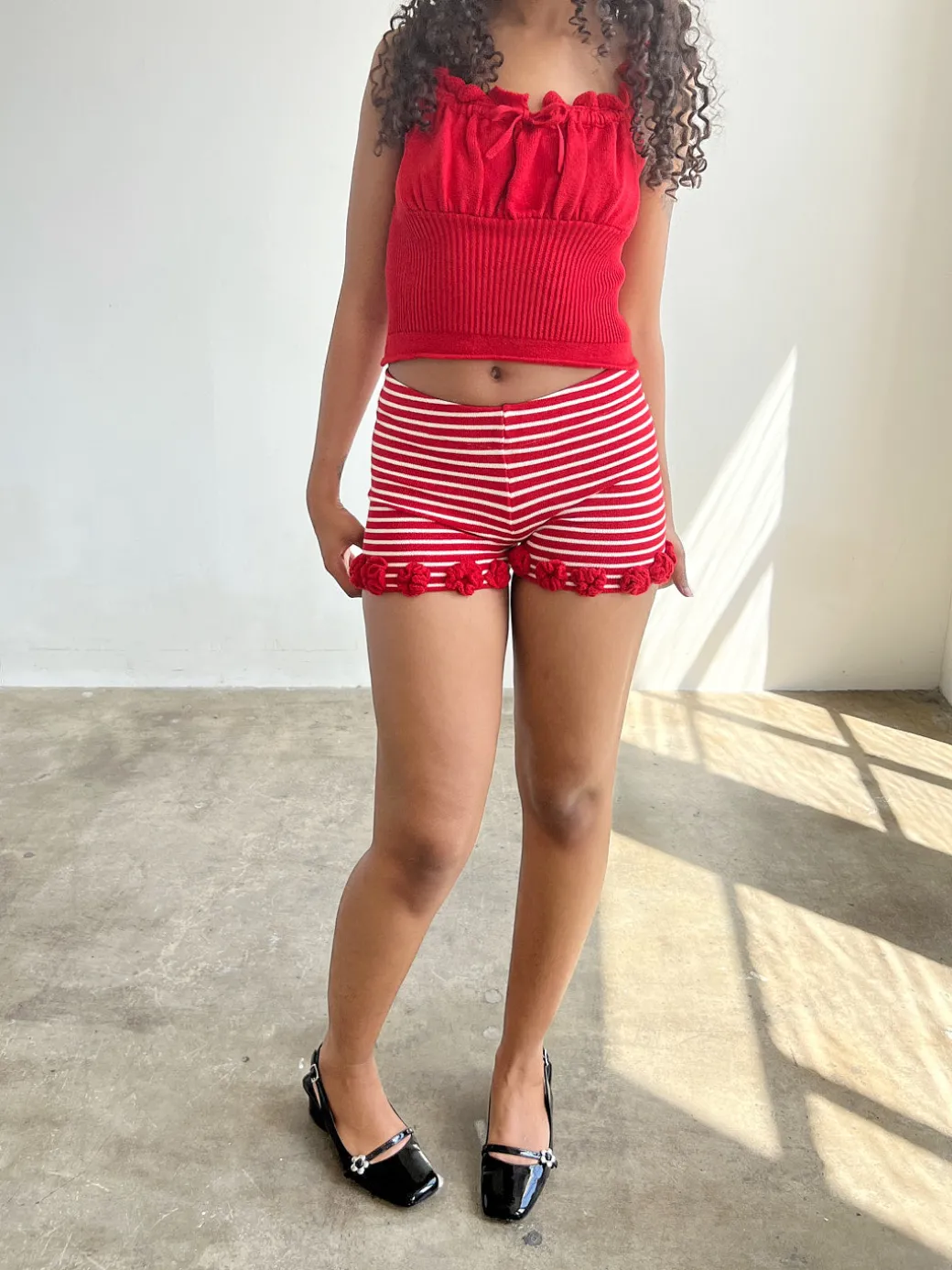 Turkana Knit Short - Red/ White
