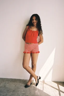 Turkana Knit Short - Red/ White