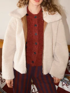 Vera Shearling Aviator Jacket - Tan/Cream
